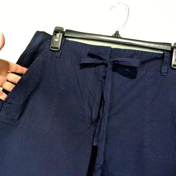 TALBOTS SIZE 8 WIDE LEG CROP CAPRIS NAVY BLUE - Picture 4 of 11